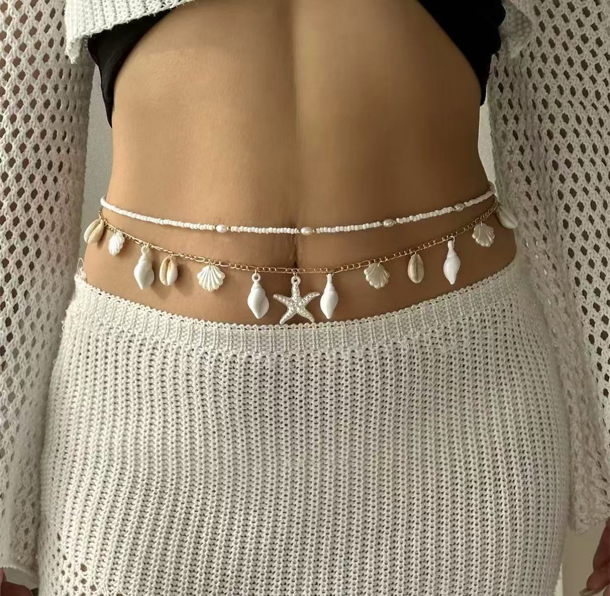 Shell & Starfish Layered Waist Chain | Boho Beach Body Chain