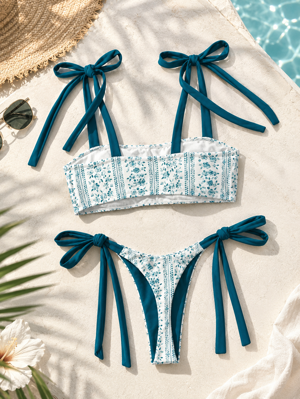 The Positano Tie Shoulder Bikini Set