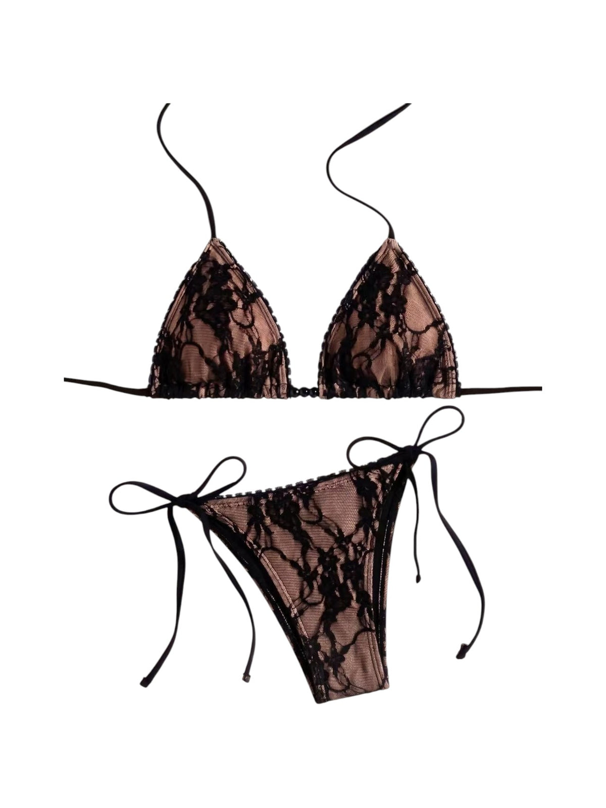 Black Lace String Bikini Set
